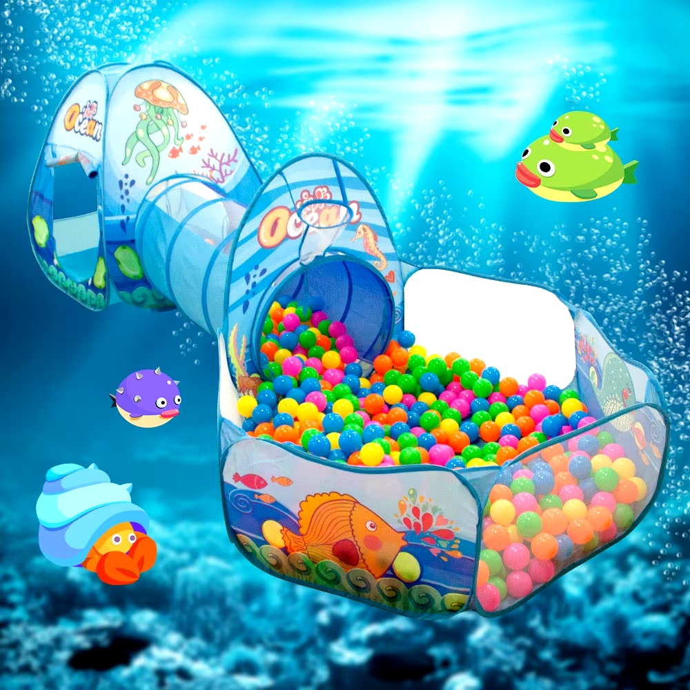 Cute-Wonders™ 3-in-1 Children’s Ball Pool & Playpen - Portable Kids Tent with Crawling Tunnel