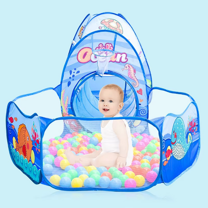 Cute-Wonders™ 3-in-1 Children’s Ball Pool & Playpen - Portable Kids Tent with Crawling Tunnel