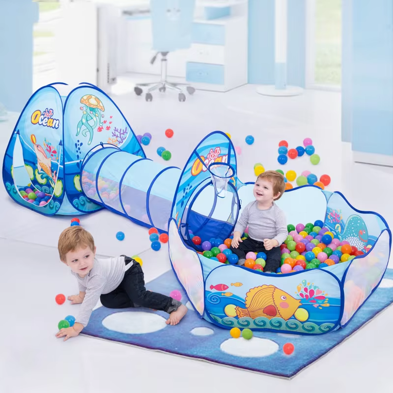 Cute-Wonders™ 3-in-1 Children’s Ball Pool & Playpen - Portable Kids Tent with Crawling Tunnel