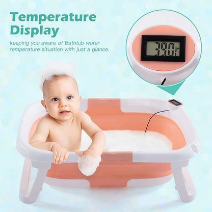 Cute-Wonders™ 4-in-1 Folding Baby Bath Tub with Temperature Sensor