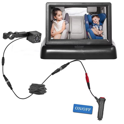 Cute-Wonders™ 4.3 Inch HD Baby Monitor - Foldable Car Rear View Monitor with Night Vision