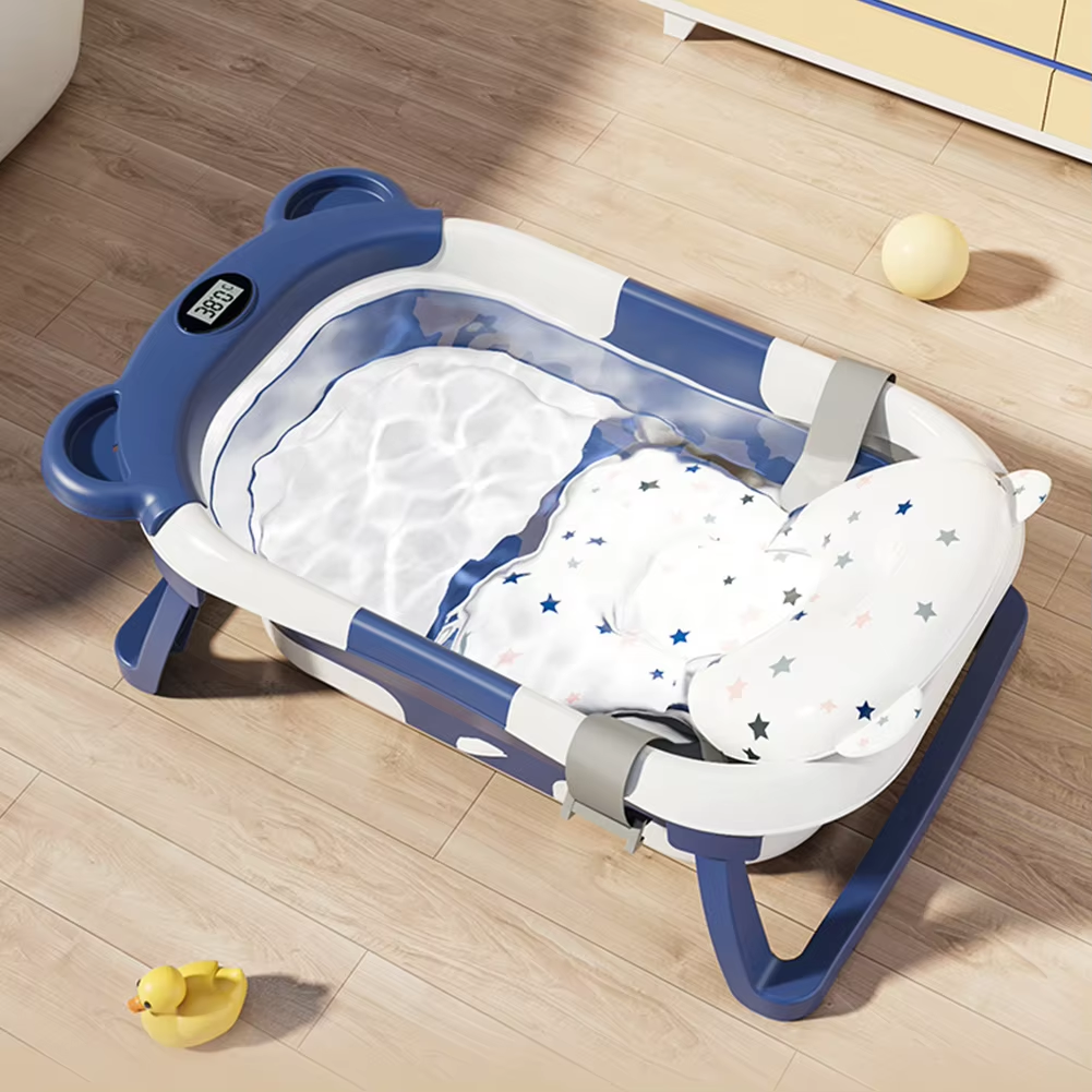 Cute-Wonders™ 4-in-1 Folding Baby Bath Tub with Temperature Sensor