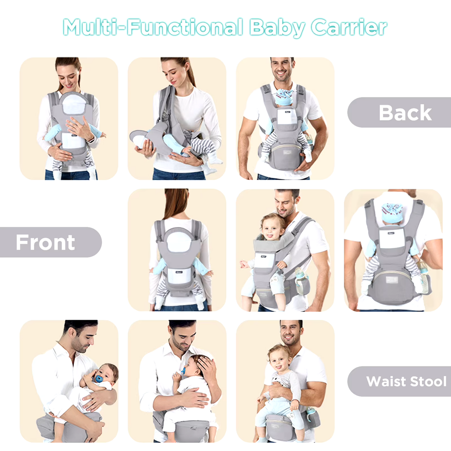 Cute-Wonders™ Ergonomic Baby Carrier - Multifunctional Waist Stool for Newborns to Toddlers