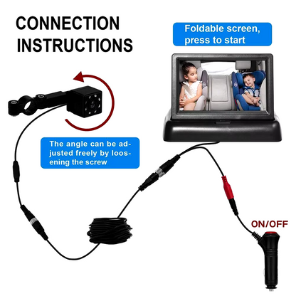 Cute-Wonders™ 4.3 Inch HD Baby Monitor - Foldable Car Rear View Monitor with Night Vision