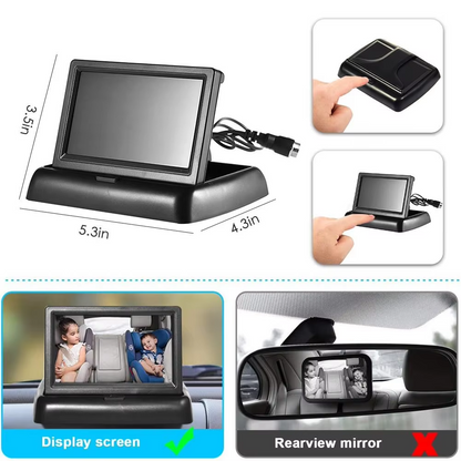 Cute-Wonders™ 4.3 Inch HD Baby Monitor - Foldable Car Rear View Monitor with Night Vision