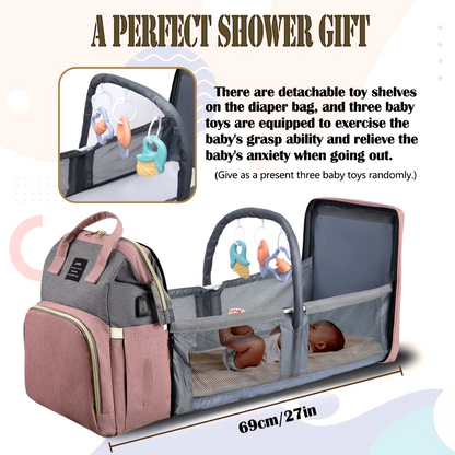 Cute-Wonders™ Lightweight Mommy Bag with Portable Folding Crib Bed