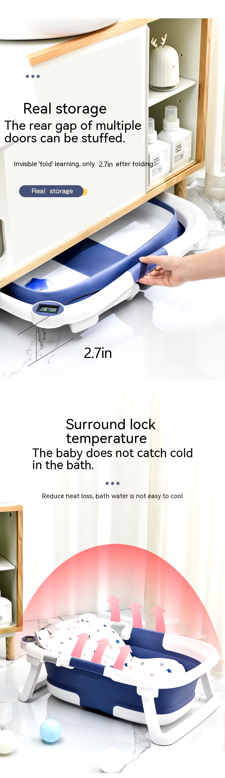 Cute-Wonders™ 4-in-1 Folding Baby Bath Tub with Temperature Sensor