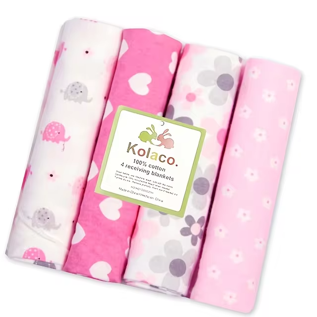 Cute-Wonders™ 4pcs 100% Cotton Supersoft Baby Swaddle Blanket - 76x76 cm