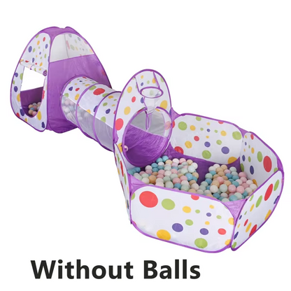 Cute-Wonders™ 3-in-1 Children’s Ball Pool & Playpen - Portable Kids Tent with Crawling Tunnel