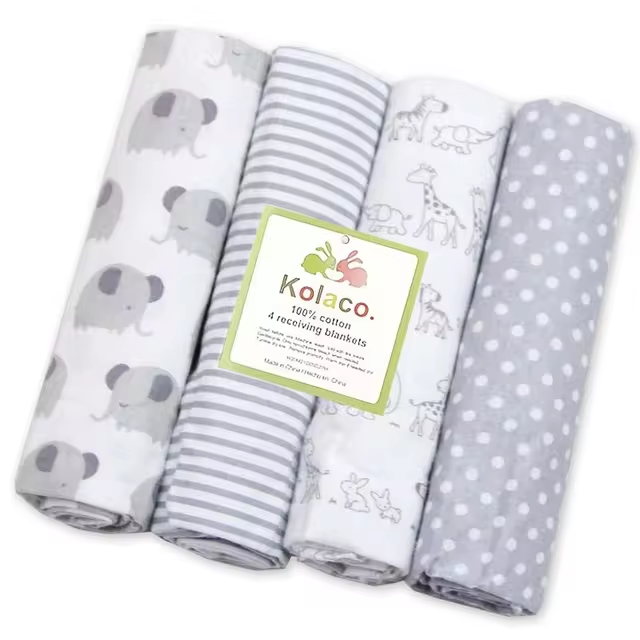 Cute-Wonders™ 4pcs 100% Cotton Supersoft Baby Swaddle Blanket - 76x76 cm