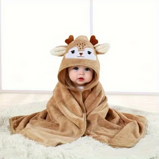 Cute-Wonders™ Cartoon Baby Hooded Bath Towel - 80x80 cm Soft Newborn Swaddle Blanket