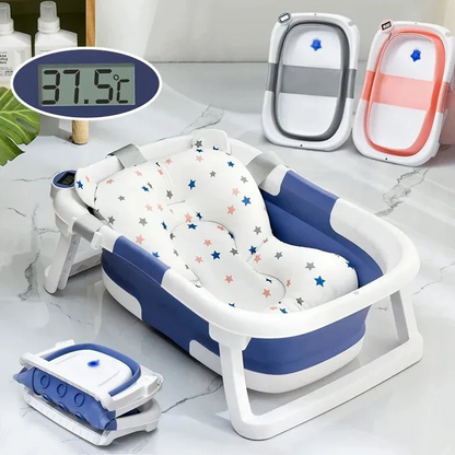 Cute-Wonders™ 4-in-1 Folding Baby Bath Tub with Temperature Sensor